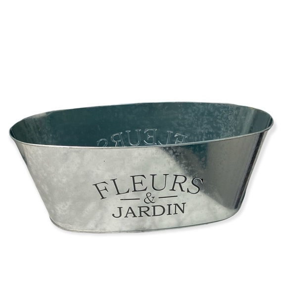 FLEURS & JARDIN Tin Planter French Flowers & Garden - Picture 1 of 3